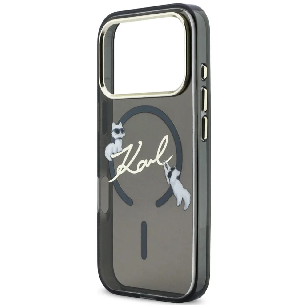 MagSafe Case for Apple iPhone 18 Pro Max / 17 Pro Max, Karl Lagerfeld, IML Choupette Karl Script Logo, Black