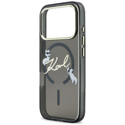 MagSafe Case for Apple iPhone 18 Pro Max / 17 Pro Max, Karl Lagerfeld, IML Choupette Karl Script Logo, Black