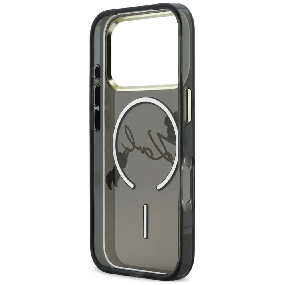 MagSafe Case for Apple iPhone 18 Pro Max / 17 Pro Max, Karl Lagerfeld, IML Choupette Karl Script Logo, Black