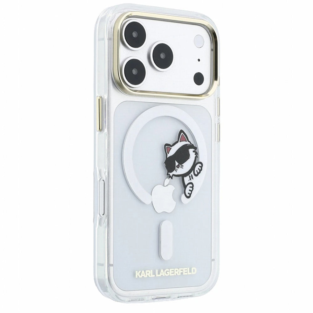 MagSafe Case for Apple iPhone 18 Pro Max / 17 Pro Max, Karl Lagerfeld, IML Peekaboo Print and Metal Frame, Transparent