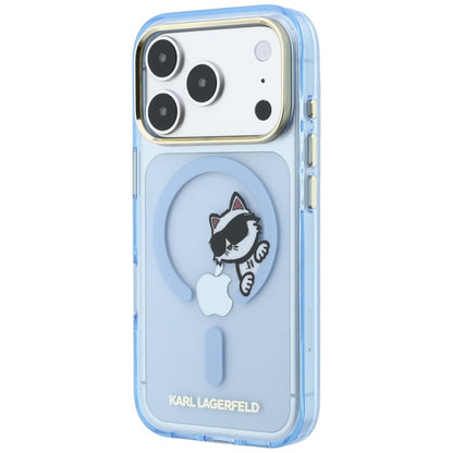 MagSafe Case for Apple iPhone 18 Pro Max / 17 Pro Max, Karl Lagerfeld, IML Peekaboo Print and Metal Frame, Blue