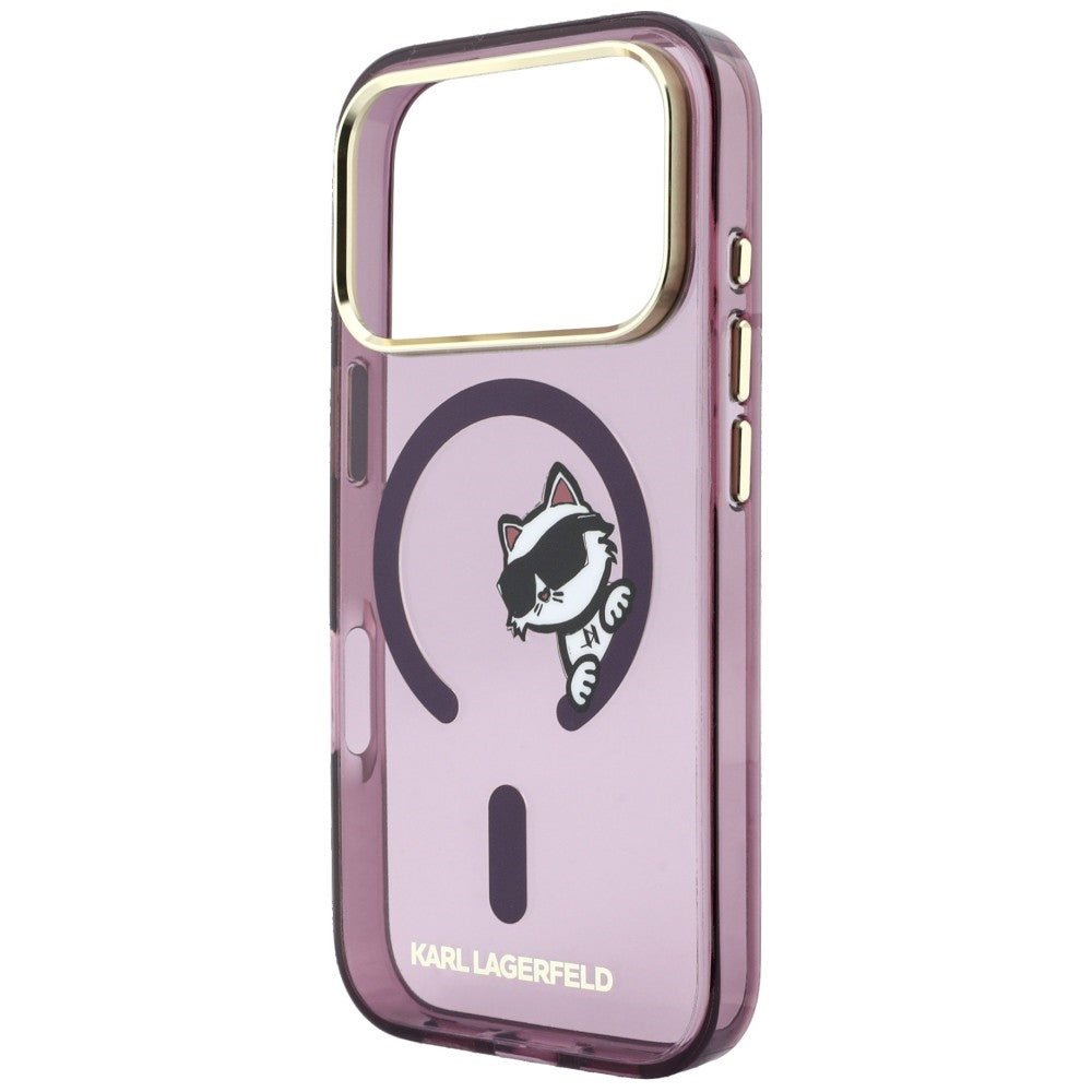 MagSafe Case for Apple iPhone 18 Pro Max / 17 Pro Max, Karl Lagerfeld, IML Peekaboo Print and Metal Frame, Burgundy