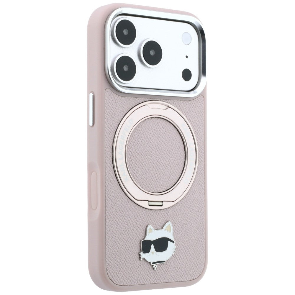 MagSafe Case for Apple iPhone 18 Pro Max / 17 Pro Max, Karl Lagerfeld, Ring Stand 360 Choupette Pin, Pink