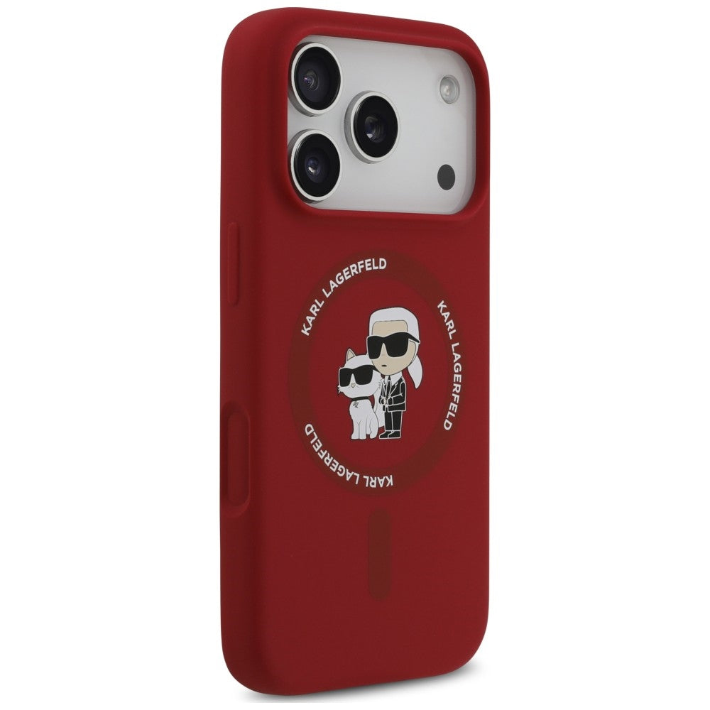 MagSafe Case for Apple iPhone 18 Pro Max / 17 Pro Max, Karl Lagerfeld, Silicone Ring Karl & Choupette, Pink