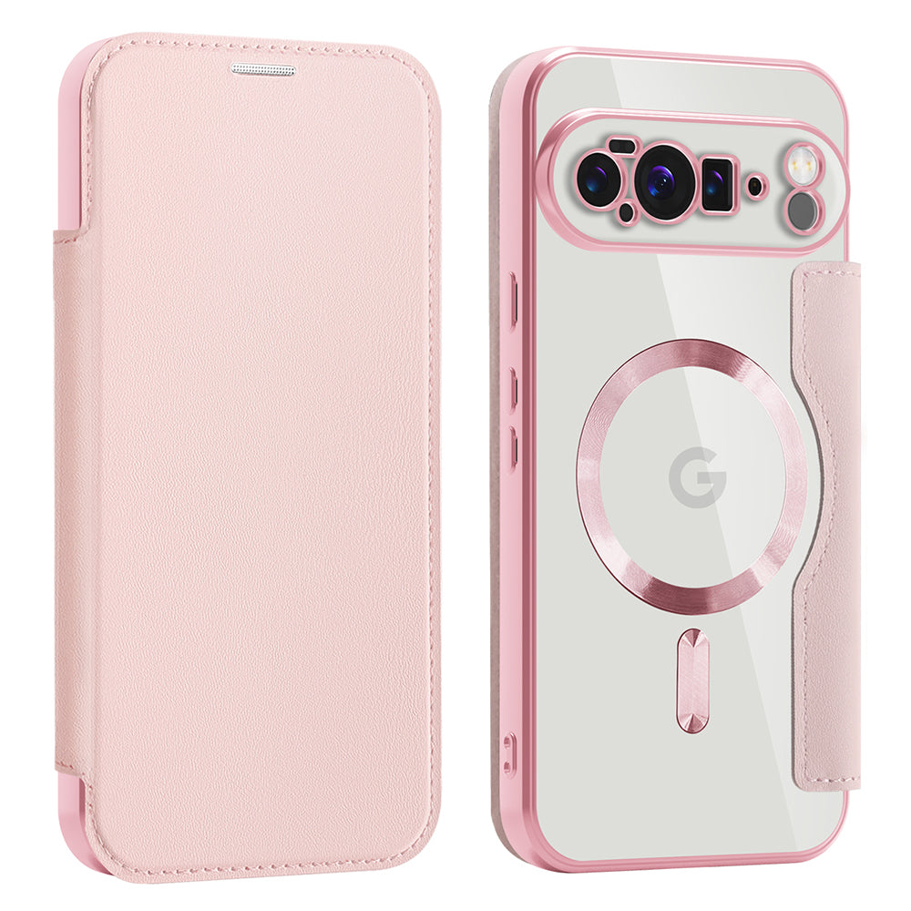 MagSafe Case for Google Pixel 10 Pro XL, Techsuit, SmartMag Book, Pink