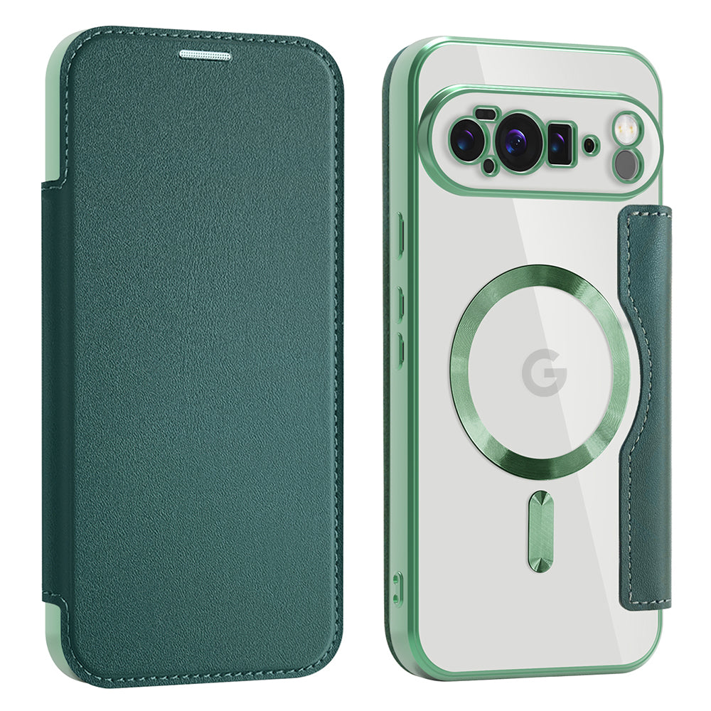 MagSafe Case for Google Pixel 10 Pro XL, Techsuit, SmartMag Book, Green