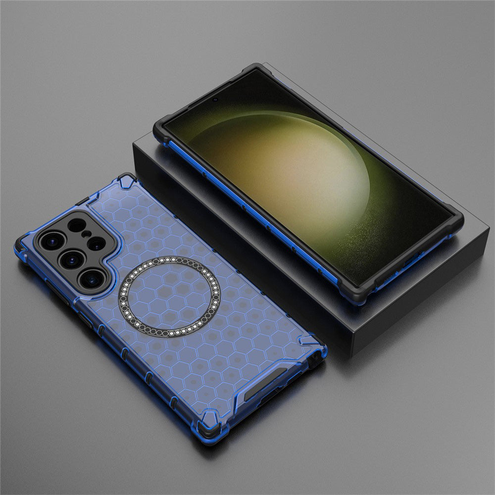 MagSafe Case for Samsung Galaxy S25 Ultra S938, Techsuit, HoneyComb Shield, Blue