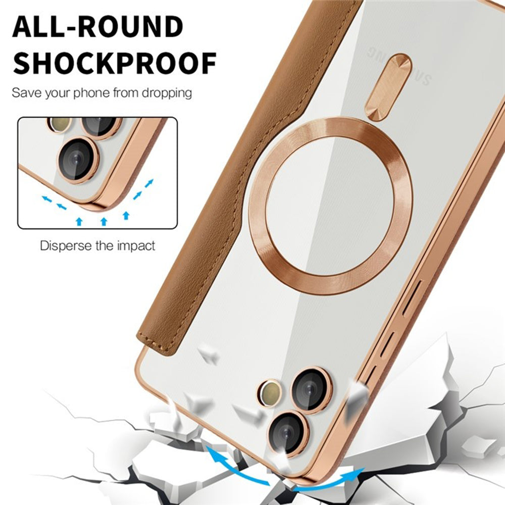 MagSafe Case for Samsung Galaxy A05 A055, Techsuit, SmartMag Book, Brown