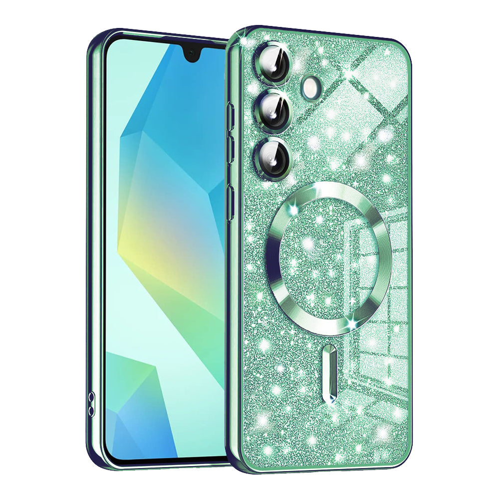MagSafe Case for Samsung Galaxy A16 5G A166 / A16 4G A165, Techsuit, Luxury Glitter, Light Green