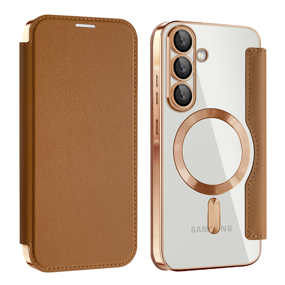 MagSafe Case for Samsung Galaxy A26 A266, Techsuit, SmartMag Book, Brown