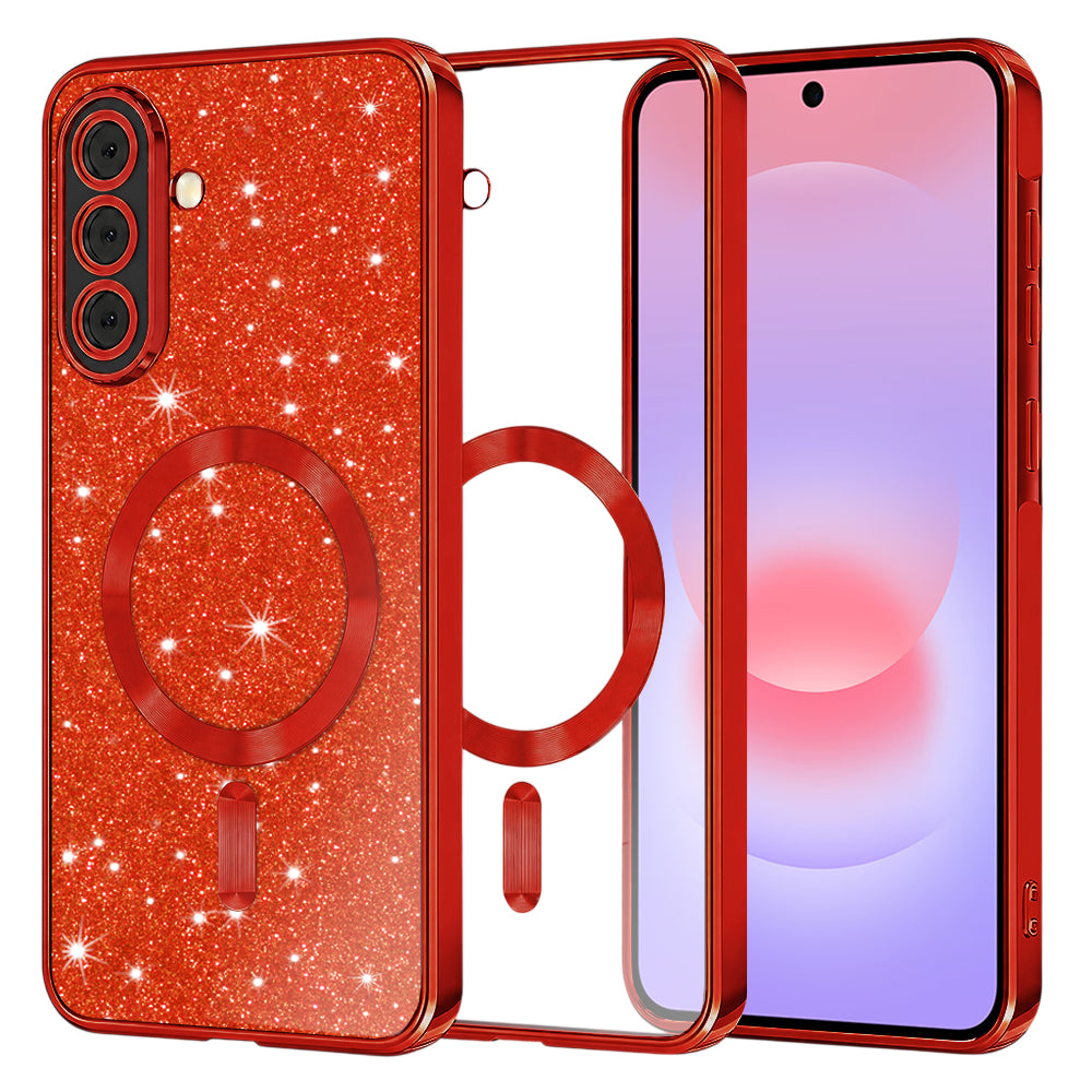 MagSafe Case for Samsung Galaxy A37 5G, Techsuit, Luxury Glitter, Red