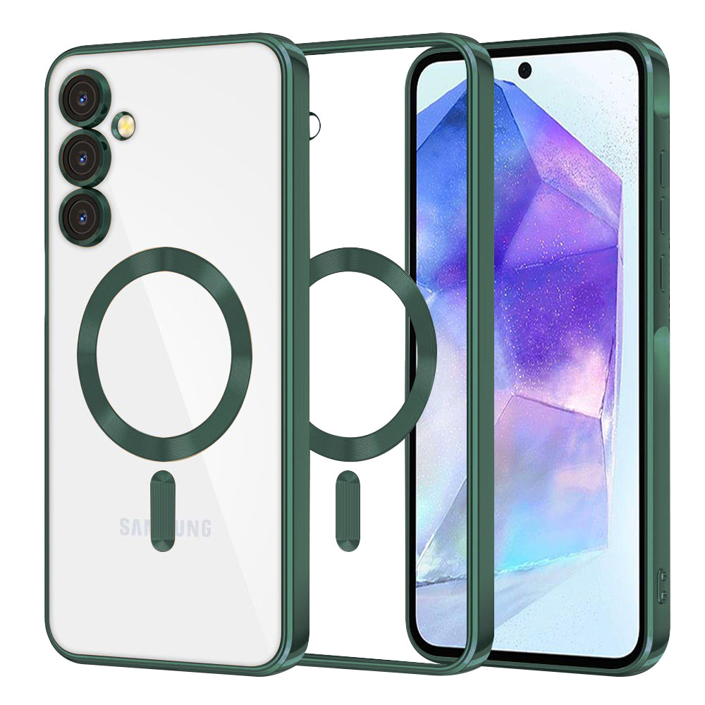 MagSafe Case for Samsung Galaxy A55 5G A556, Techsuit, Luxury Crystal, Dark Green