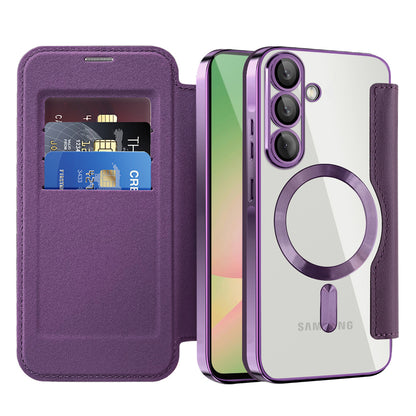 MagSafe Case for Samsung Galaxy A56 A566, Techsuit, SmartMag Book, Purple