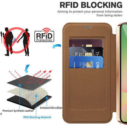 MagSafe Case for Samsung Galaxy A57 5G, Techsuit, SmartMag Book, Brown