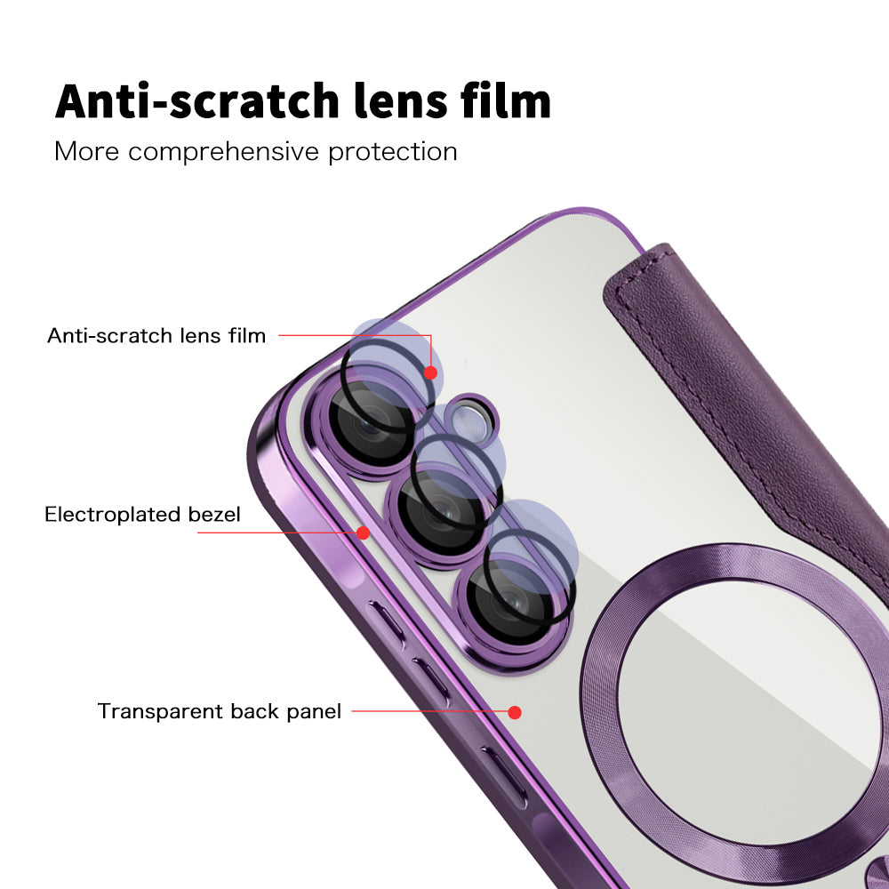 MagSafe Case for Samsung Galaxy A57 5G, Techsuit, SmartMag Book, Purple