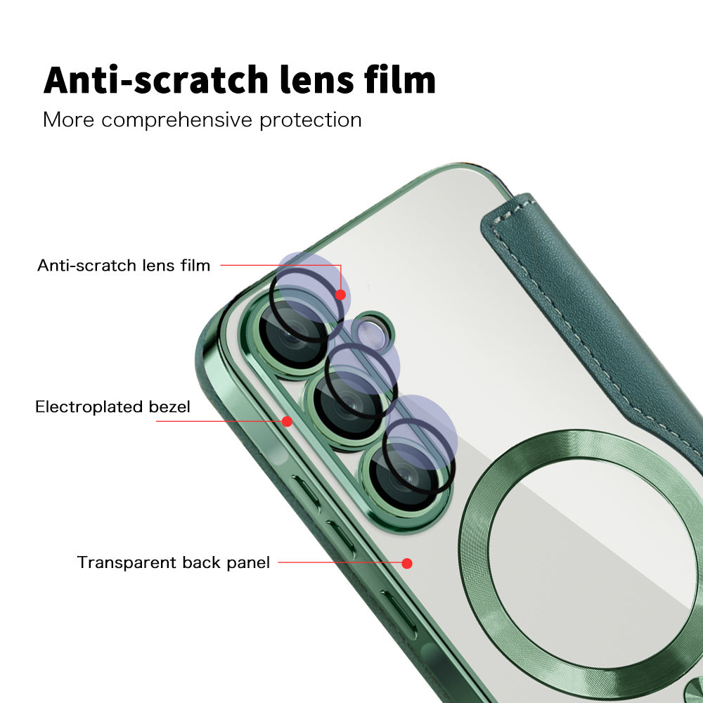 MagSafe Case for Samsung Galaxy A57 5G, Techsuit, SmartMag Book, Green