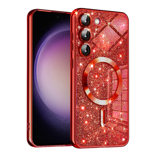 MagSafe Case for Samsung Galaxy S23+ S916, Techsuit, Luxury Glitter, Red