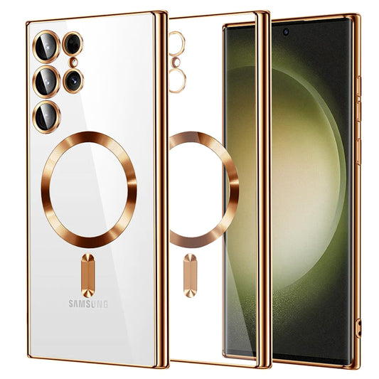 MagSafe Case for Samsung Galaxy S23 Ultra S918, Techsuit, Luxury Crystal, Gold