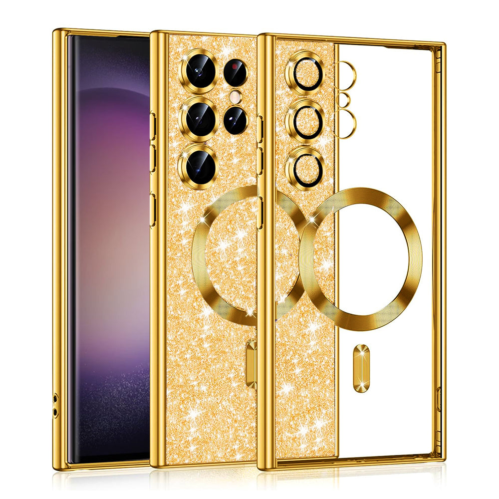 MagSafe Case for Samsung Galaxy S23 Ultra S918, Techsuit, Luxury Glitter, Gold