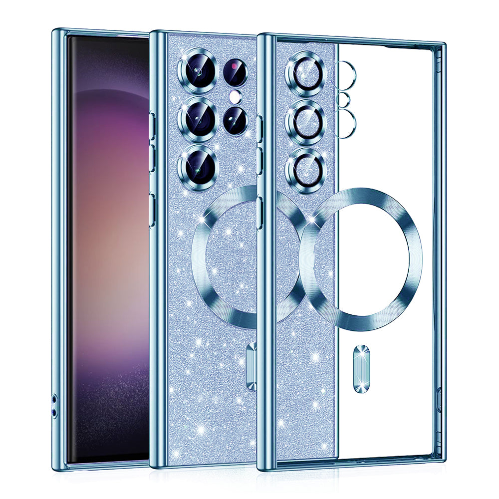 MagSafe Case for Samsung Galaxy S23 Ultra S918, Techsuit, Luxury Glitter, Blue