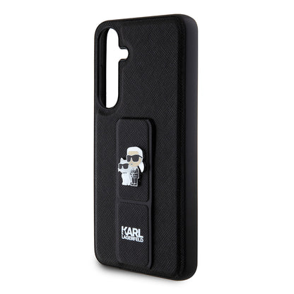 MagSafe Case for Samsung Galaxy S24+ S926, Karl Lagerfeld, Saffiano Gripstand Karl & Choupette, Black