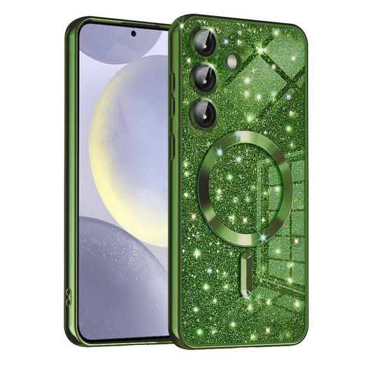 MagSafe Case for Samsung Galaxy S24+ S926, Techsuit, Luxury Glitter, Dark Green
