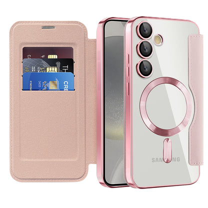 MagSafe Case for Samsung Galaxy S24+ S926, Techsuit, SmartMag Book, Pink