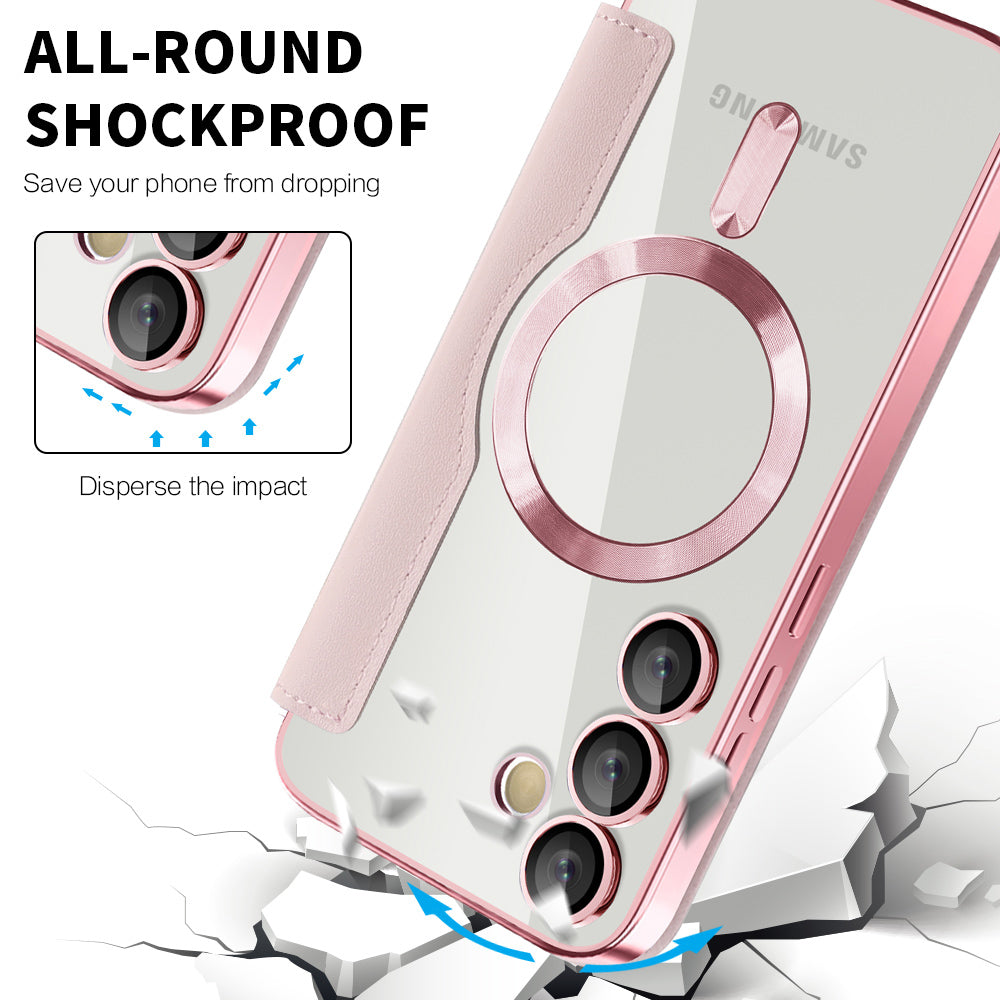MagSafe Case for Samsung Galaxy S24+ S926, Techsuit, SmartMag Book, Pink