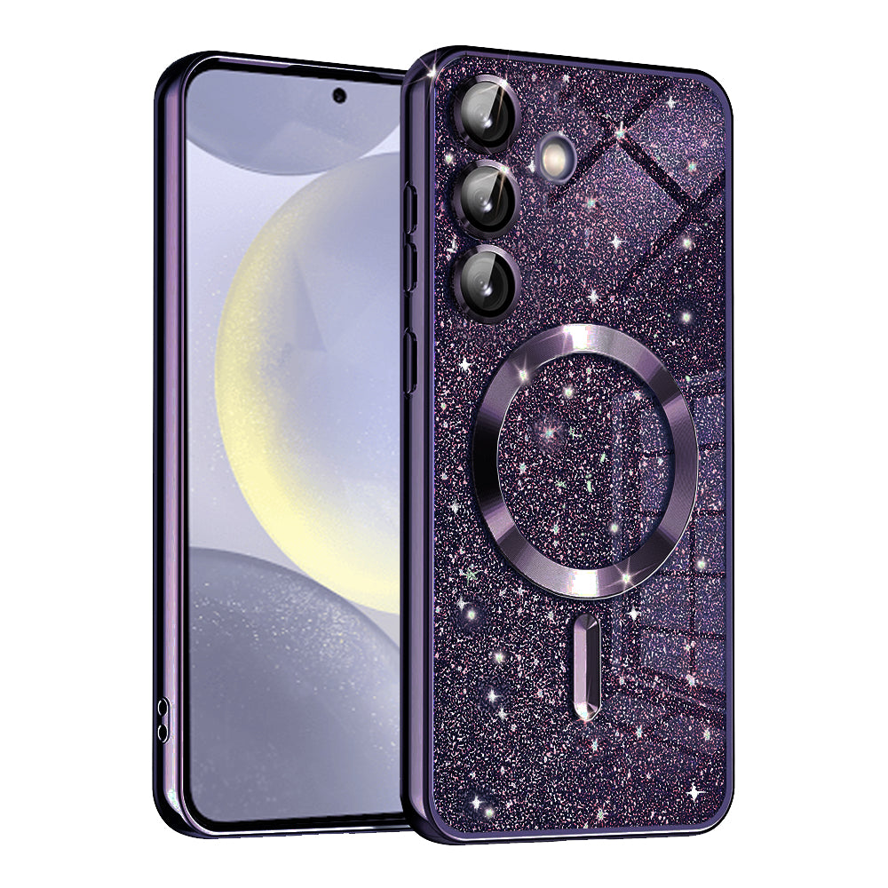 MagSafe Case for Samsung Galaxy S24 S921, Techsuit, Luxury Glitter, Dark Purple