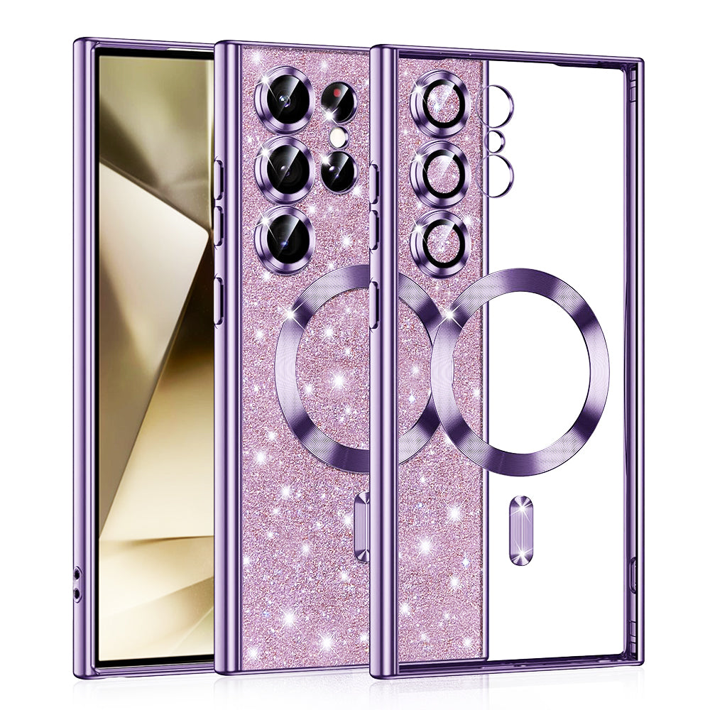 MagSafe Case for Samsung Galaxy S24 Ultra S928, Techsuit, Luxury Glitter, Light Purple