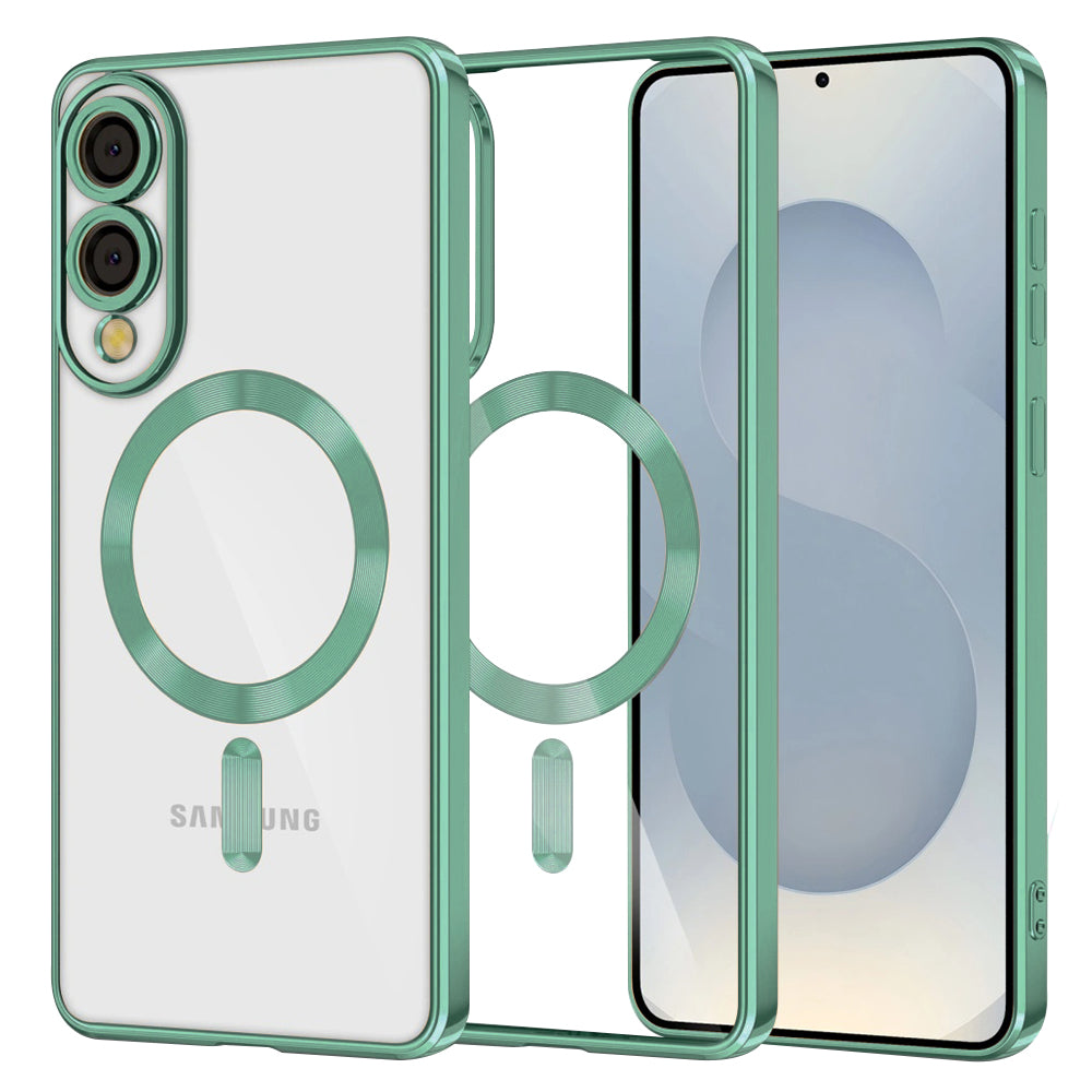 MagSafe Case for Samsung Galaxy S25 Edge S937, Techsuit, Luxury Crystal, Light Green