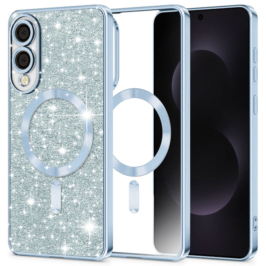 MagSafe Case for Samsung Galaxy S25 Edge S937, Techsuit, Luxury Glitter, Blue
