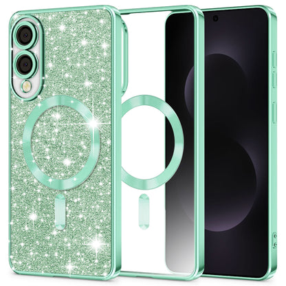 MagSafe Case for Samsung Galaxy S25 Edge S937, Techsuit, Luxury Glitter, Light Green