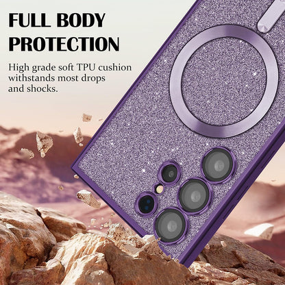 MagSafe Case for Samsung Galaxy S25 Edge S937, Techsuit, Luxury Glitter, Dark Green