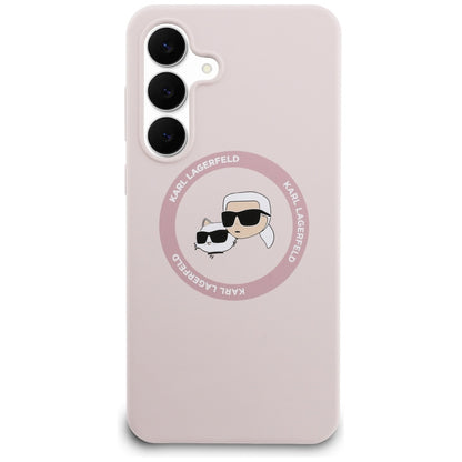 MagSafe Case for Samsung Galaxy S25 FE, Karl Lagerfeld, Silicone Karl & Choupette's Heads, Pink