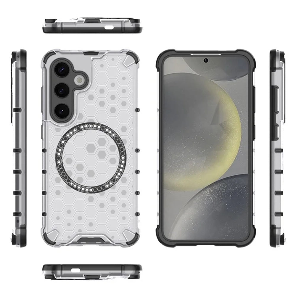 MagSafe Case for Samsung Galaxy S25+ S936, Techsuit, HoneyComb Shield, White