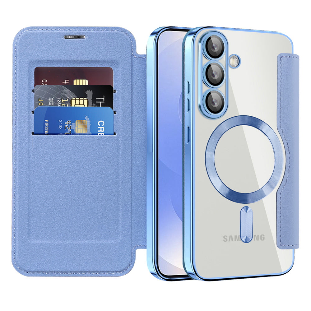 MagSafe Case for Samsung Galaxy S25+ S936, Techsuit, SmartMag Book, Blue