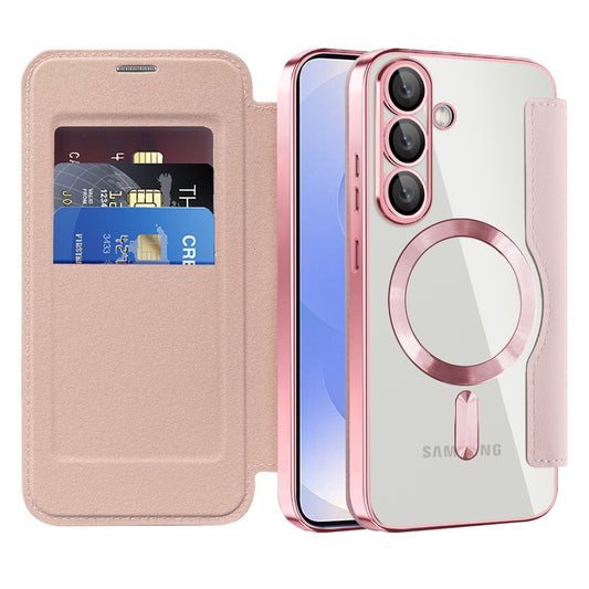 MagSafe Case for Samsung Galaxy S25+ S936, Techsuit, SmartMag Book, Pink