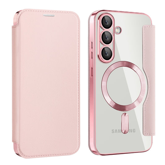 MagSafe Case for Samsung Galaxy S25+ S936, Techsuit, SmartMag Book, Pink