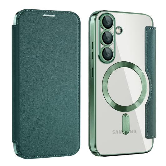 MagSafe Case for Samsung Galaxy S25+ S936, Techsuit, SmartMag Book, Green