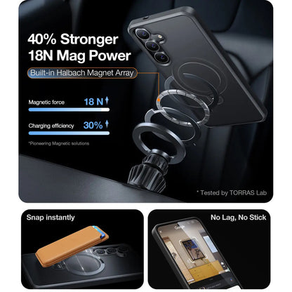 MagSafe Case for Samsung Galaxy S25+ S936, Torras, Ostand Spin, Black