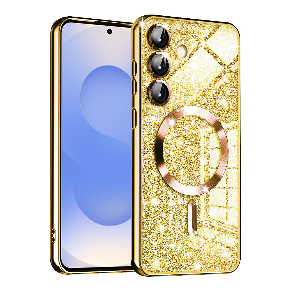 MagSafe Case for Samsung Galaxy S25 S931, Techsuit, Luxury Glitter, Gold