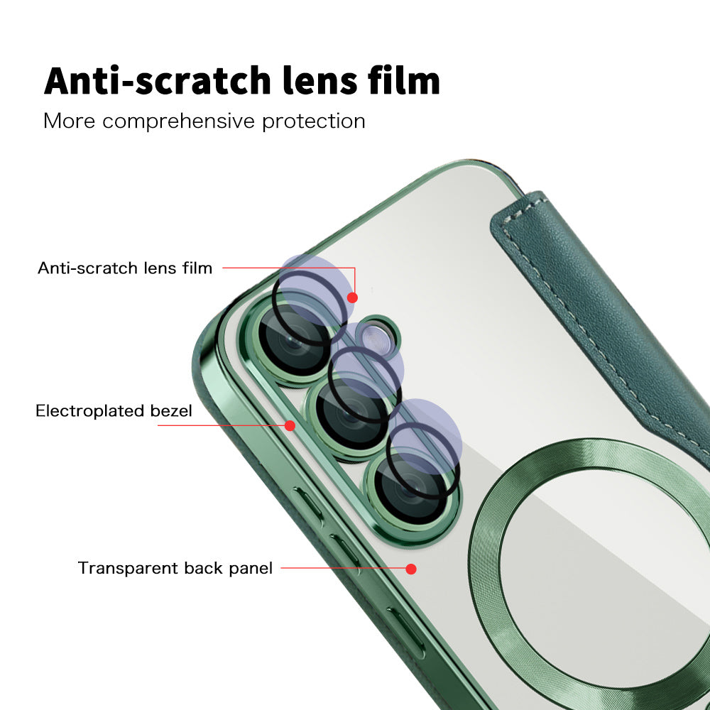 MagSafe Case for Samsung Galaxy S25 S931, Techsuit, SmartMag Book, Green