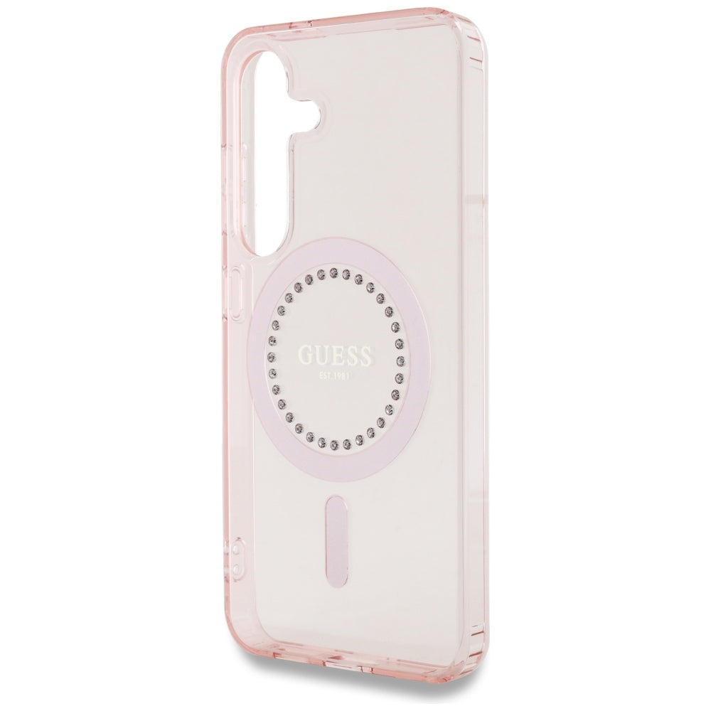 MagSafe Case for Samsung Galaxy S25 S931, Guess, IML Rhinestone, Pink
