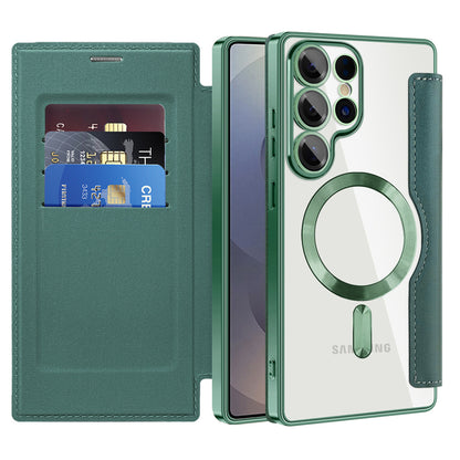MagSafe Case for Samsung Galaxy S25 Ultra S938, Techsuit, SmartMag Book, Green
