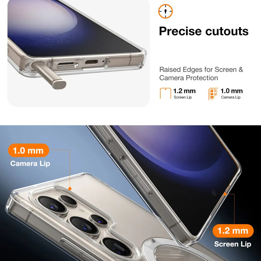 MagSafe Case for Samsung Galaxy S25 Ultra S938, Torras, Ostand Spin, Transparent