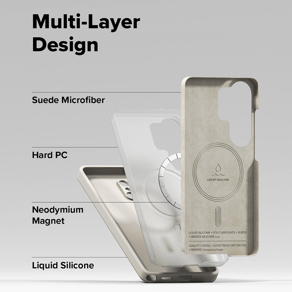 MagSafe Case for Samsung Galaxy S26 Plus S947, Ringke, Silicone, Cream