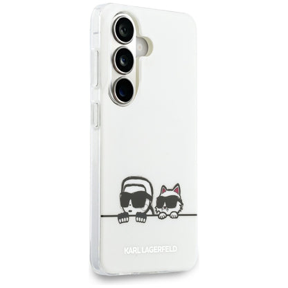 MagSafe Case for Samsung Galaxy S26 S942, Karl Lagerfeld, IML Karl & Choupette Peekaboo Logo, White