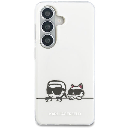 MagSafe Case for Samsung Galaxy S26 S942, Karl Lagerfeld, IML Karl & Choupette Peekaboo Logo, White