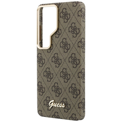 MagSafe Case for Samsung Galaxy S26 Ultra S948, Guess, 4G Script Logo, Brown